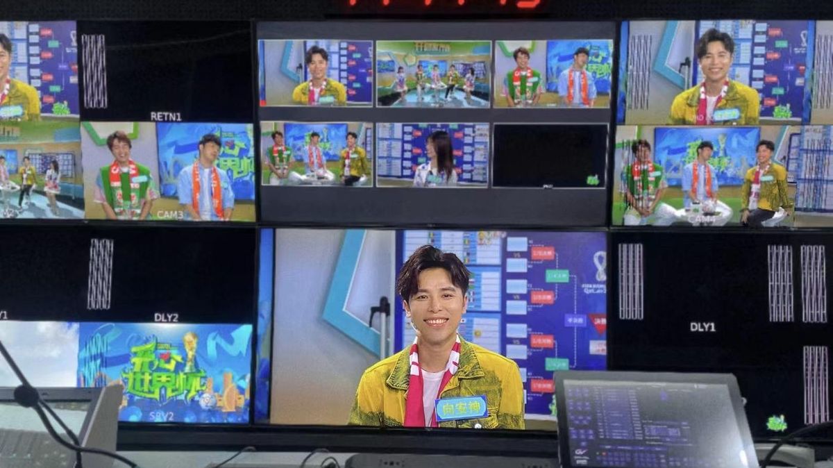 广东电视台《粤夜粤娱乐》节目主持 · 世界杯期间演播室与导播间工作场景
